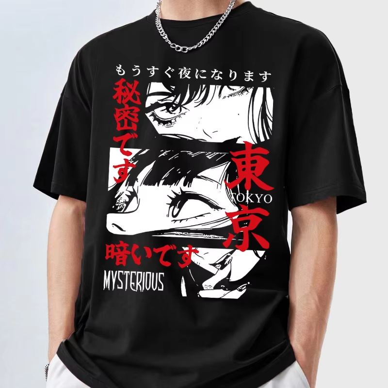 Street Fashion In Tokyo - Kaos Pria Motif Anime Y2K Tokyo