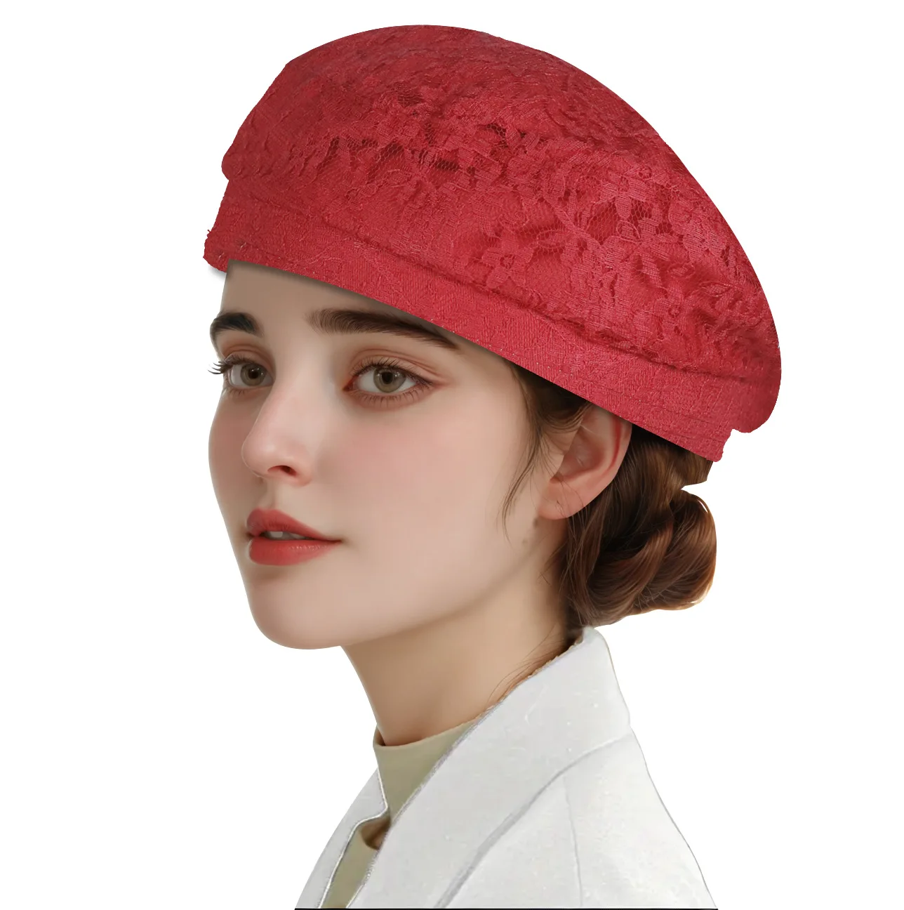 Street Fashion Shoot - Topi Baret Renda Wanita untuk Musim