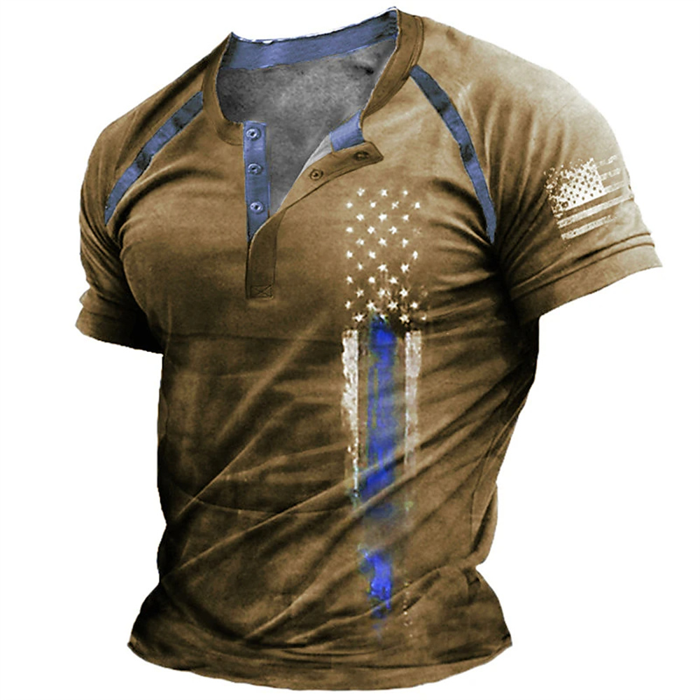 Street Fashion China - Kaos Henry Pria Motif Bendera Amerika