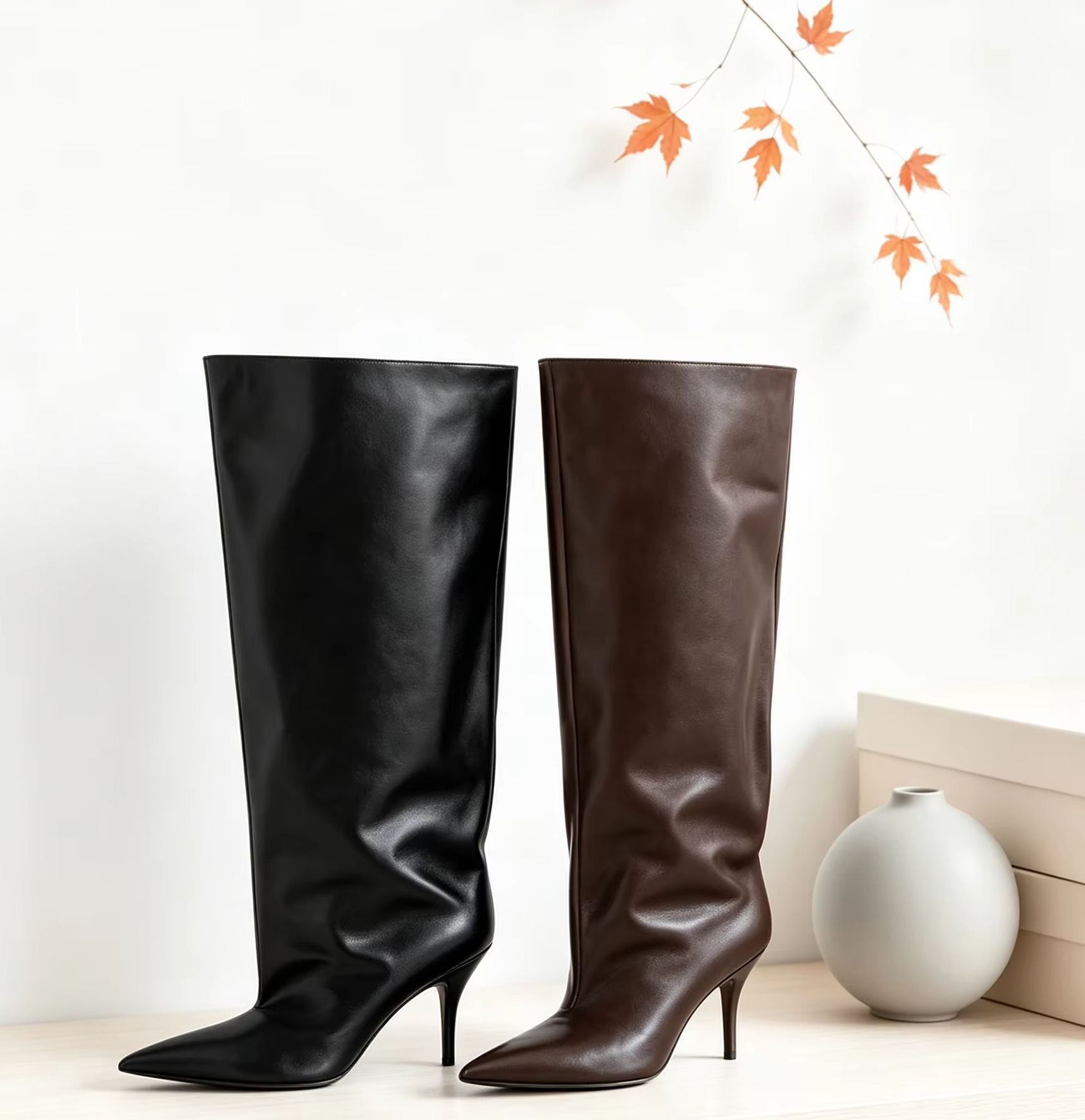 Street Fashion Lady - Sepatu Boot Tinggi Selutut Model Slouch