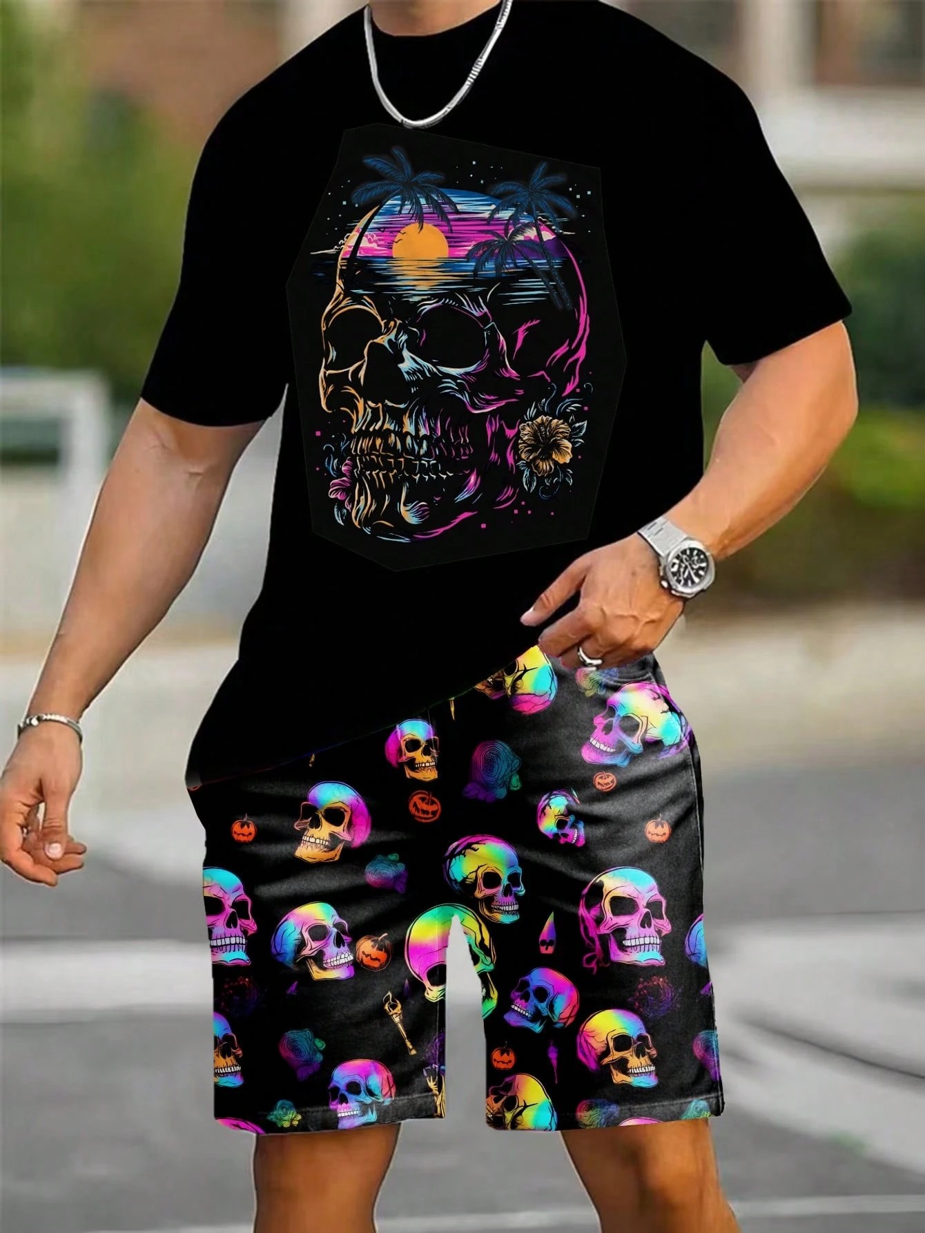 Street Fashion China - Setelan Kaos Pendek dan Celana Pendek