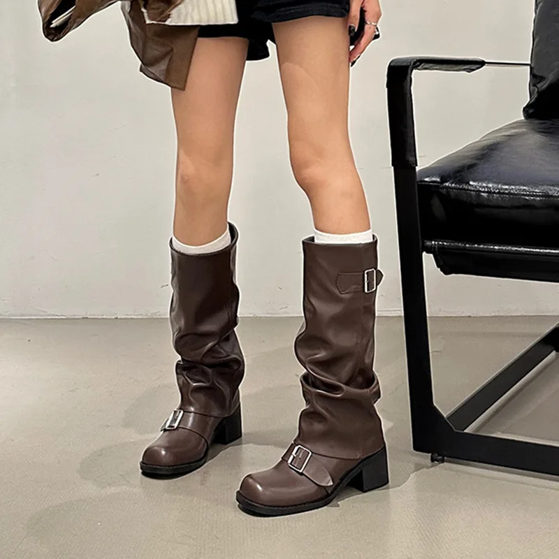 Sepatu Bot Wanita Platform Set - Street Fashion Trend 2025 ulasan dan harga