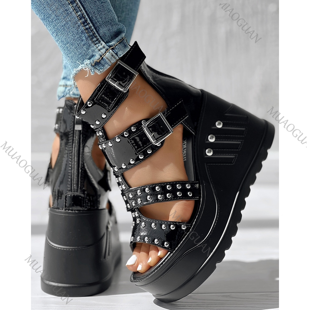 Sandal Hitam Ujung Terbuka Wan - Street Fashion Lady ulasan dan harga