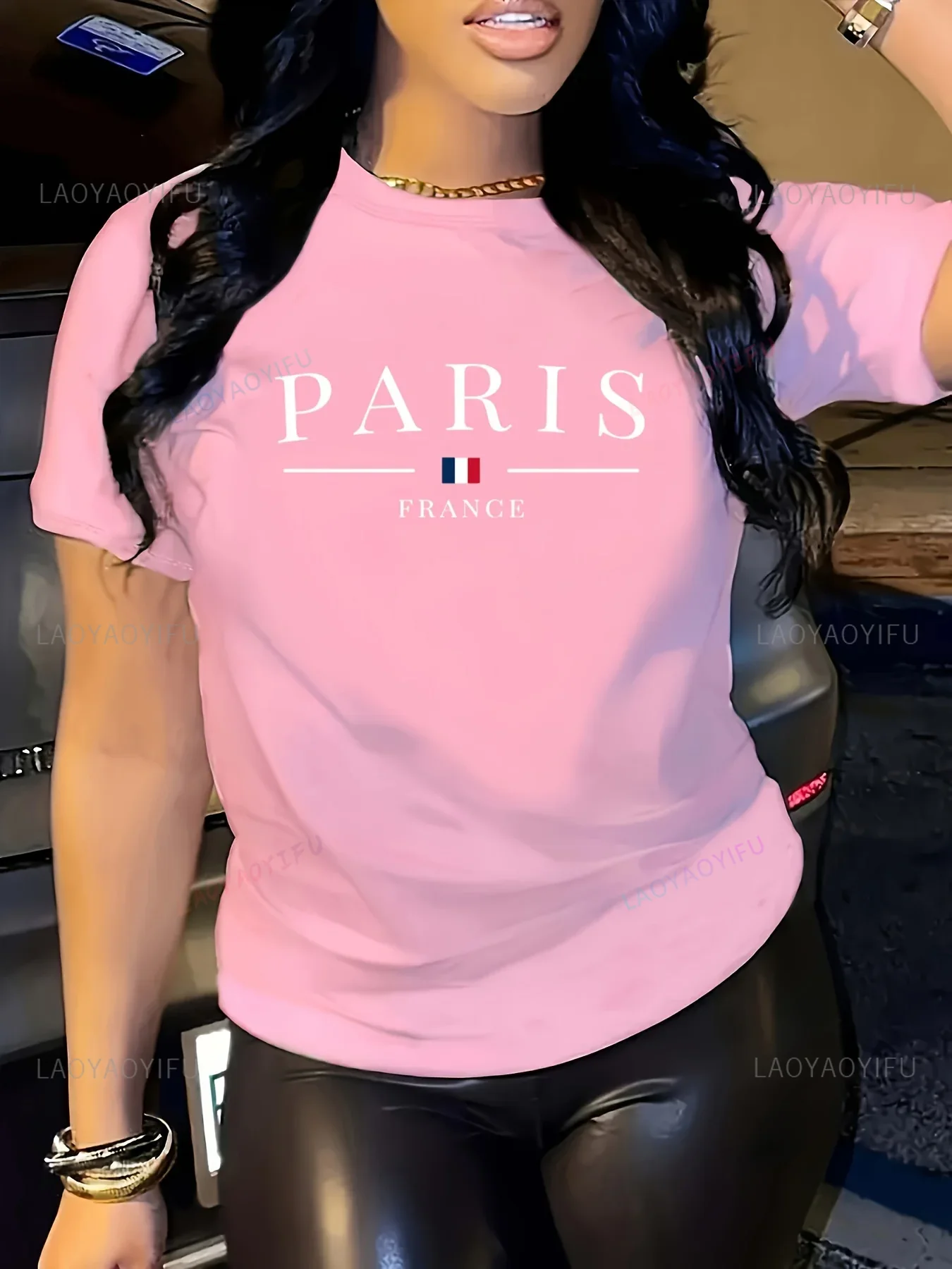 Kaus Leher Bulat Lengan Pendek - Street Fashion Paris ulasan dan harga