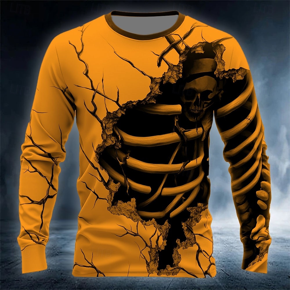 Kaos Pria Cetak Tengkorak 3D L - Street Fashion China ulasan dan harga