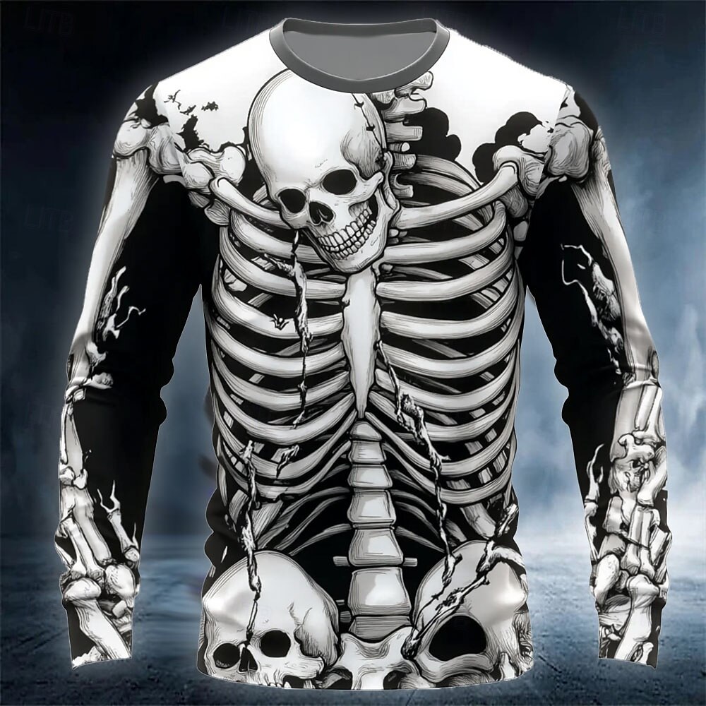 Kaos Pria Cetak Tengkorak 3D L - Street Fashion China ulasan dan harga