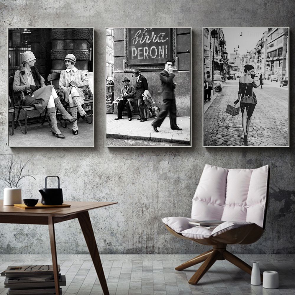 Mode Hitam dan Putih Cetak Fot - Street Fashion Paris ulasan dan harga