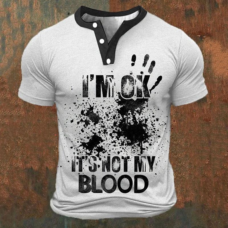 Kaos Henley Pria Cetak Huruf 3 - Street Fashion China ulasan dan harga