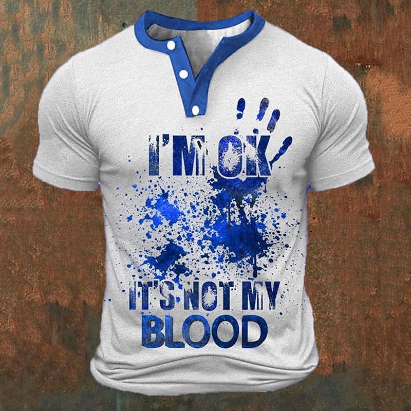 Kaos Henley Pria Cetak Huruf 3 - Street Fashion China ulasan dan harga