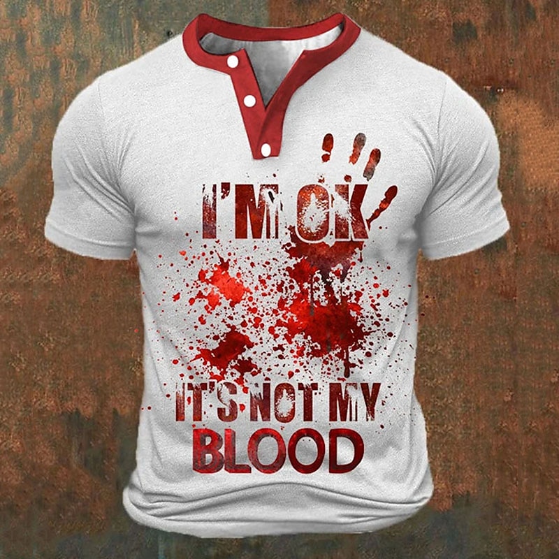 Kaos Henley Pria Cetak Huruf 3 - Street Fashion China ulasan dan harga