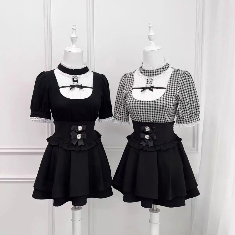 Blus Kotak-kotak Renda Ruffle  - Street Fashion China Girl ulasan dan harga