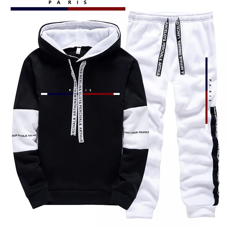 Setelan Pria Motif Cetak Paris - Street Fashion China ulasan dan harga