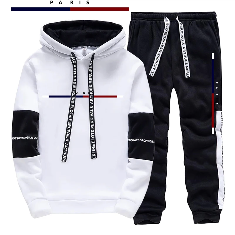 Setelan Pria Motif Cetak Paris - Street Fashion China ulasan dan harga